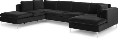 aada1e574bc0865645a97a1c8e5e95ab4689376b8074bd0ae43cd4a56867f35e.jpg An Image of Monterosso Left Hand Facing Corner Sofa, Midnight Grey Velvet