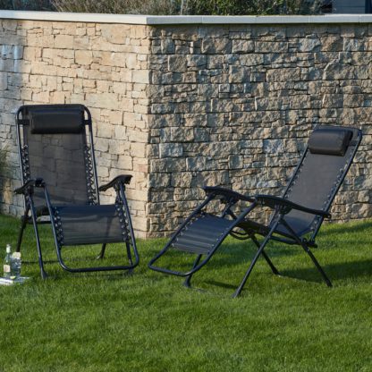 b03420d59695fb4d5a85acec4118307ee544b49155cc4d1a90c9159e6db7ac0e.jpg An Image of Helsinki Set of 2 Black Zero Gravity Loungers Black