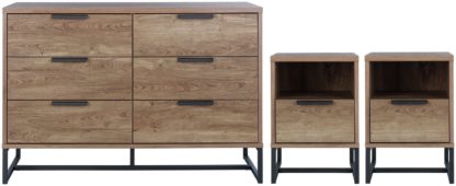 b9e855c063486aab090f7303f898329bb9a232ad933b005180bf17c0c38447f7.jpg An Image of Habitat Nomad 2 Bedsides & 3+3 Drawer Set - Oak Effect
