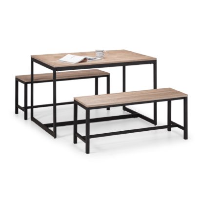 c0896e51fca9a224c9b4de27bd8f306fac6cd04143f0c3b1144a3f48c51dafc9.jpg An Image of Tribeca Dining Table & 2 Benches Black