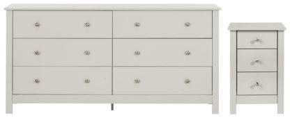 d3c01c30beeb0b4e0bc4a31ecc8eb7aad9e59b4479ab803f50d94739d63ad4cf.jpg An Image of Habitat Osaka Bedside & 3+3 Drawer Chest Set - Soft Grey