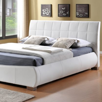 ea189c05f047165c83604afb972e49b961beb44a96736db384a021ce779c05f1.jpg An Image of Dorado White Faux Leather Bed Frame White