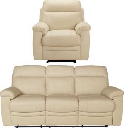 ecd8d504fc294ef11b7f393ee9ef075ef5d52df551b7aecdf3309364ceb23b83.jpg An Image of Argos Home Paolo Chair & 3 Seater Manual Recline Sofa -Ivory