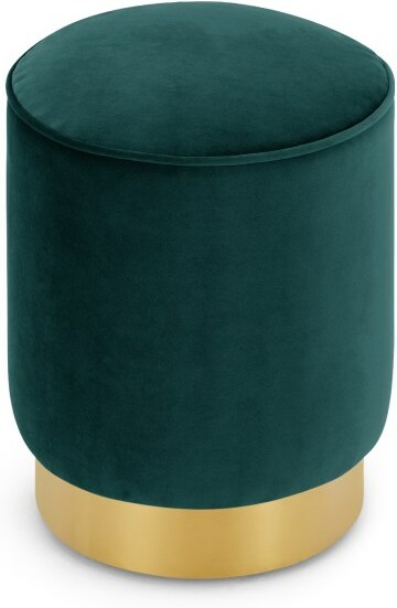 f5708918d78378ffe7c902303471e50dd3713bb464e73bfae11cd07c2177936e.jpg An Image of Hetherington Small Brass Base Pouffe, Seafoam Blue Velvet