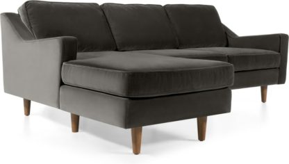 ff1178072a2d0344b11435ab7448cc5ebc5f10e45d97fcc87ed0d8744dc37ea0.jpg An Image of Dallas Left Hand Facing Chaise End Corner Sofa, Concrete Cotton Velvet