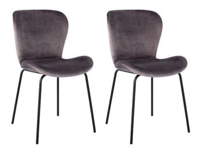 24569c230a55ba8dfc2dd9b5eb0087c7ea8304ba5da06e95136168ad84006fb2.jpg An Image of Habitat Etta Pair of Velvet Dining Chair - Grey