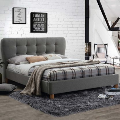 42f55b9abb7a706c658c14b5bc255ed6496add9bcc35ef42884d7499cc3ac4e1.jpg An Image of Stockholm Fabric Bed Frame Grey
