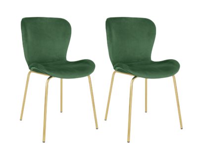 4fe1e82ceb17721942c70fbe876e0c2ff1d14ae292a603e62d74072ff67d950f.jpg An Image of Habitat Etta Pair of Velvet Dining Chair - Green