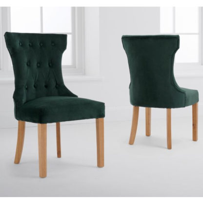 An Image of Court Green Velvet Dining Chairs In A Pair