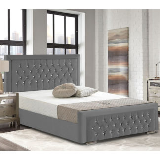 An Image of Lajatico Plush Velvet Upholstered Double Bed In Grey