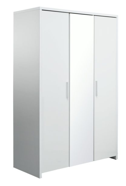 a9889f22659c60f93a6dc29ffd86911391664779f4fdfffa952e25063cd71fe4.jpg An Image of Habitat Broadway 3Dr Mirror Wardrobe - White Gloss& White