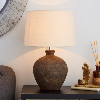 b45af39354c4ef78aad587fd85c667dabe23112802571e642f228d94b5a15ff2.jpg An Image of Santiago Large Washed Urn Table Lamp Light Brown / Natural