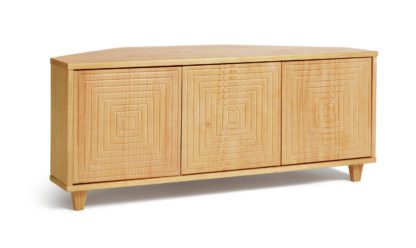 06870af3d3c1639134aec335828fa5e43762a18f3490f60947d4d2df2fa8623c.jpg An Image of Habitat Grooved Storage 3 Door Corner TV Unit - Pine