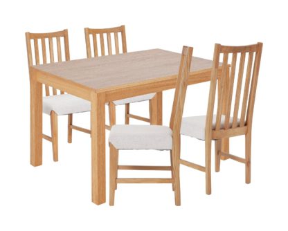 1490a7a6c22f65691029e4cf0e762ef5bedf1259178120645f8a172ccad9afc6.jpg An Image of Habitat Clifton Wood Dining Table and 4 Rosmond Oak Chairs