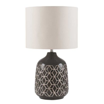 1fe10a7f4fd779cee832a932a1f80051bcf8e3901126aef98835a023b26a23a0.jpg An Image of Geo Ceramic Table Lamp, Dark Grey