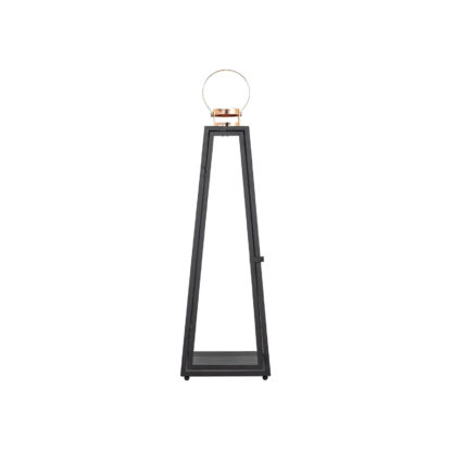 2bff78d47008f5923c4a4fe732d648ab71e977df6893ad8fca48143990ae1585.jpg An Image of Black Lantern with Copper handle 69cm