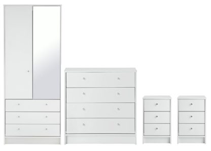 31f2f8b42d2a56e145b7334158ae5405bf19f5c5881df92baa44a3df5e635f35.jpg An Image of Habitat Malibu 4 Piece 2 Door Mirror Wardrobe Set - White