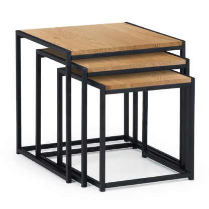 3c15f7888026f1632318a3718c3ad74dd7cb6d52359621bb8698578059a4bf67.jpg An Image of Tribeca Oak Nest of 3 Tables Black