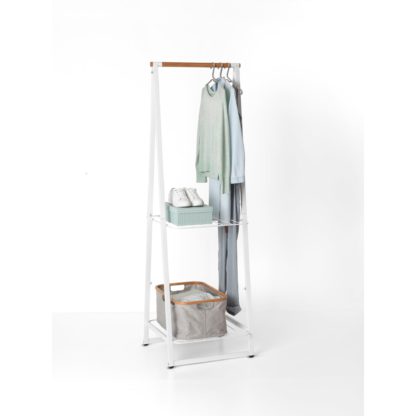 63f2d69b53a073cb1d607cca350db6c37811cbd59cdef9fa7c200f0a2d6e3bb5.jpg An Image of Brabantia Small White Linen Indoor Clothes Rack White
