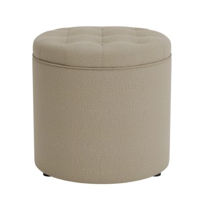 65e00b3f48d46ae3a465d09cf76442a295c20acf4a961c9b00c05183ebadbf9c.jpg An Image of Oswald Faux Wool Round Storage Footstool Grey