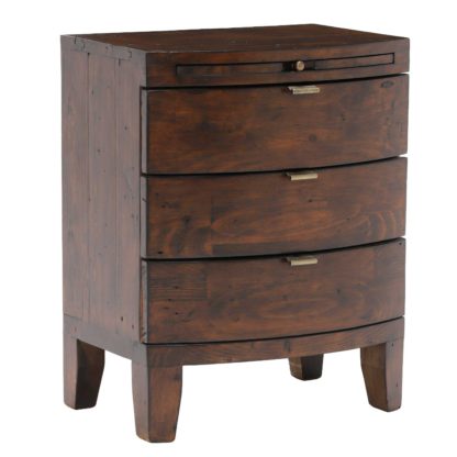 69bfe00c9dcd3908cdc6f9905693217179135899fbf8cb963624ecdb5bdc5d7a.jpg An Image of Navajos Reclaimed Wood 3 Drawer Wide Bedside Chest, Chestnut