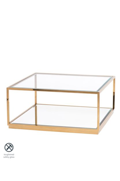 79cb9f09aeb1f2c954413db8e0b46103ce6be80ce6740be37e4dbb48fa80e3b8.jpg An Image of Rippon Brass Square Coffee Table