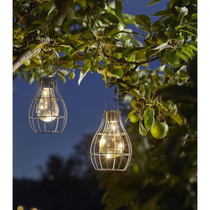 94cfadf9ad5f64135e4a189a8e3c04a04561b58e588da3188baa684e7d647842.jpg An Image of Solar Company Lightbulb Cage Lantern - Green & Grey