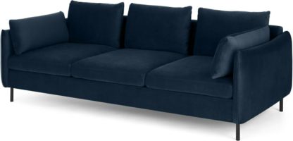 99c8b6fcfa4668ba9978248eb737d17b5219a208098fcb7960a5fed0ba10f1b1.jpg An Image of Vento 3 Seater Sofa, Sapphire Blue Velvet