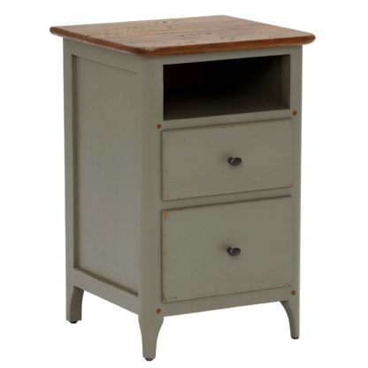 9aaaef36f943fc797904c284f2580dc9b4af161b46c9c034b06294189856c1a0.jpg An Image of Maison 2 Drawer Bedside, Albany and Moss Grey