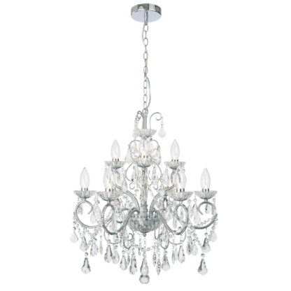 a7a238d7d86095fa673a7c291a0b85359ec3172fcc05820ec50c50586a5abcfe.jpg An Image of Vela 9 Light Bath Chandelier - Chrome
