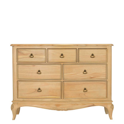 e4a51169881783a998fcf4f84ad2198e358eed6cf7606c4ea5419420b0e7fd50.jpg An Image of Lille Wooden 7 Drawer Low Wide Chest, Natural Mindi