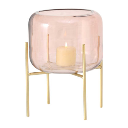 e9b4220e05eda2101a23d0b6c8951198656c054e847301e2a33dd4ead7bf0ea0.jpg An Image of Light Blush Glass Hurricane on Stand