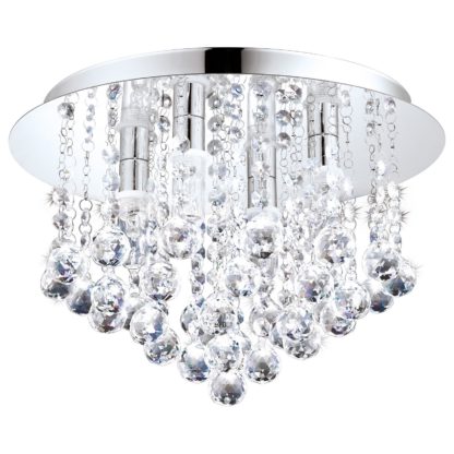 ff7aa6301ddb08d0848a7c4300035664f3ce73986eb12413e505edc8ef759f43.jpg An Image of EGLO Olmonte Crystal and Chrome Ceiling Light