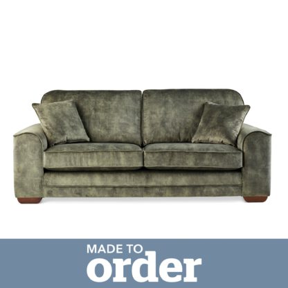 03b796b01b40d9fd38b3691bfe64c5de7d1ea3d60cf08bcf137300a9b839ab59.jpg An Image of Morello 3 Seater Sofa Slub Velvet Slub Velvet Forest Green