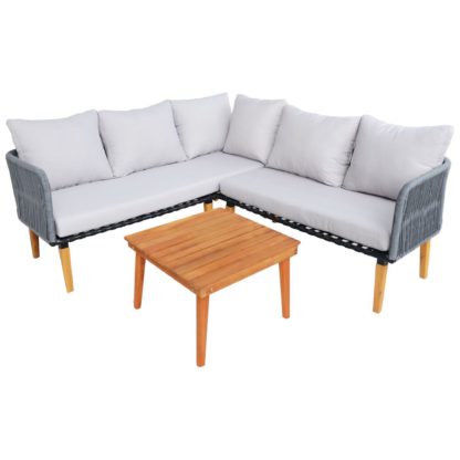 0d3d0ff4819430ef96555344b6c488616bbff88b945aeb82e112fe6cf9837e0c.jpg An Image of FSC Acacia and Rope 4 Seater Grey Corner Lounger Set Light Grey