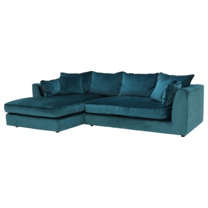 171d81d08b2421509c2d2cfda58bf2fc9ea788ead46823e4cc3972c0565283b3.jpg An Image of Harrington Small Left Hand Facing Chaise Sofa, Lumino Teal With Foam Interiors