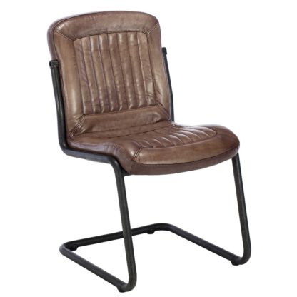 19e8c1ab26b2b0da2396ae0ddd048d13eaa609bd5c3cae6148e14630dd85095b.jpg An Image of Irving Leather Dining Chair, Brown