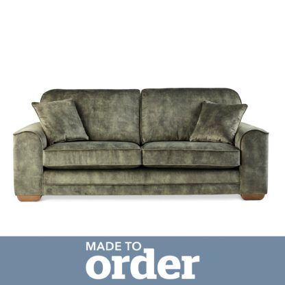 1c5348663481407e1b158a00aa42548e614e400e98cd081c3597eeeddfb7a841.jpg An Image of Morello 3 Seater Sofa Slub Velvet Slub Velvet Forest Green
