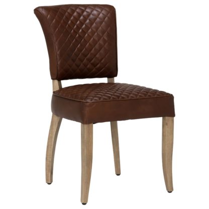 22cd0c46fb7365232ef2aea5c37d83b85d8832a7a03264592a8d843733337454.jpg An Image of Timothy Oulton Mimi Quilted Leather Dining Chair, Antique Whisky