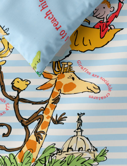 3bd5cd33b7057a32456aa8889b91f8ad1a4d0e9a27f0c27f234f5b7371727844.jpg An Image of M&S Roald Dahl™ & Nhm™ Pure Cotton Giraffe Bedding Set