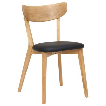 409c71f3728ff7928665e4e67d08a0624aef791528b4ec22da48db6ddead96da.jpg An Image of Lund Solid Oak Dining Chair, Black and Oak