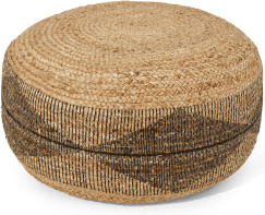 An Image of Camden Pouffe, Natural & Black Jute