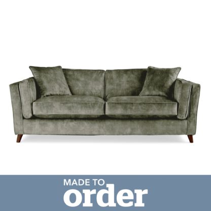 48c280ace58a42ef63211d193d612fe54be7ceec9470663fbce850cf15fbfcb5.jpg An Image of Arabella 3 Seater Sofa Slub Velvet Slub Velvet Forest Green