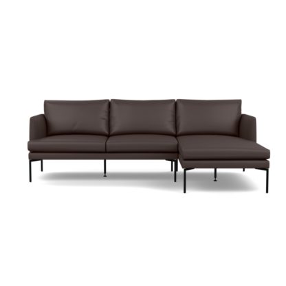 511c51f1e3db3a6634823a11c867c7b1899c9fe5f9188283c213cf914d360642-1.jpg An Image of Heal's Matera Corner Chaise Sofa RHF Leather Grain Chocolate 066 Black Feet