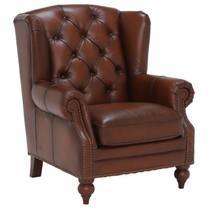 57d58917571959df5a1a582998ce6b272574ff7f112257c9ece31aad7f4d7502.jpg An Image of Ullswater Wing Chair, Vintage Tabac