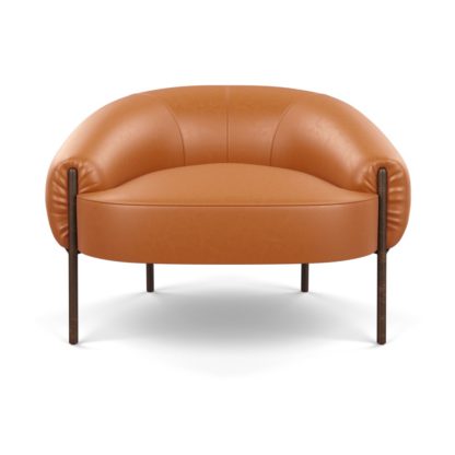 5aac030e215f810b54a07e20a4565164be0ac068fbefa586a349bd00fe35d4e6.jpg An Image of Heal's Isola Armchair Daino Leather Elephant Grey Black Feet