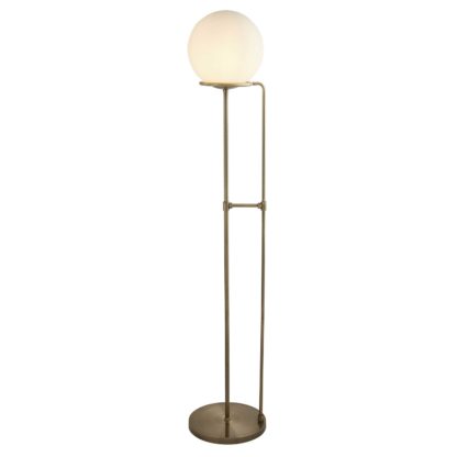 7063453439f46e87a51c8802e825080a2f8e2e3b329dbb2b451e353065794507.jpg An Image of Opal Ball Floor Lamp, Antique Brass and White