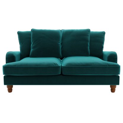 70f88f78d8178bc7d65ed501f5fb8ef311b964668125b52d3a677be532813eb5.jpg An Image of Beatrice Velvet Scatter Back 2 Seater Sofa Bottle (Green)