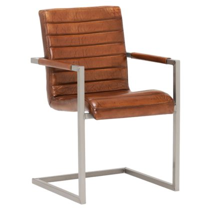 7b46393c8d80e0bc06844eac7f7f39d9fc49bc54c5abdf4ebc5a33008135b9e2.jpg An Image of Brutus Chair, Vintage Leather Dining Chair, Light Brown