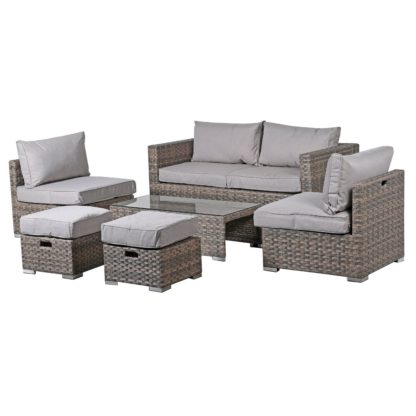 8e066bad76d1d907f72a8514624b3fff71916f05cb393de53eea91f109b68102.jpg An Image of Brixham 6 Piece Lounge Set in Grey
